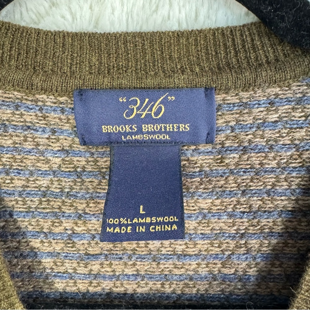 Brooks Brothers 346 Lambswool Vest Men’s Large Green Preppy Academia Grandpacore - Picture 4 of 7